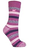 Heat Holders - Ladies Patterened Warm Winter Fleck Striped Twist Thermal Socks in 10 colours, size 4-8 UK 37-42 eur