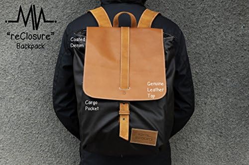 Denim Backpack "reClosure" Coated Denim and Genuine Leather Leather Backpack Denim Rucksack Military Backpack Hnadcrafted Backpack