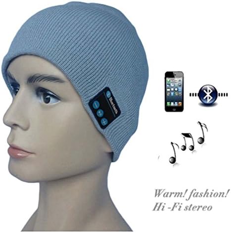 Huatuo®Bluetooth Unisex Headset Hat - Wireless Bluetooth Music Knit Hat with Stereo Speaker Headphones, Micro Phone, Hands free to receive calls &amp; music control for all smartphone and smart devices (Gray)