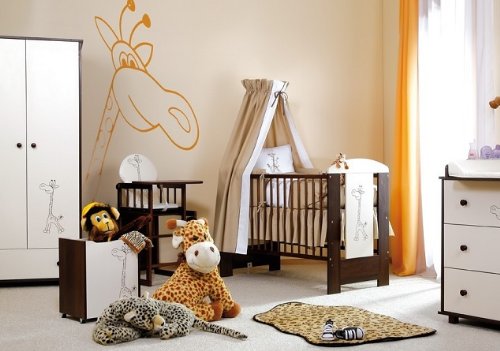 LUXURY BABY COT BRAND NEW WOODEN SAFARI GIRAFFE BED SAFETY MATTRESS