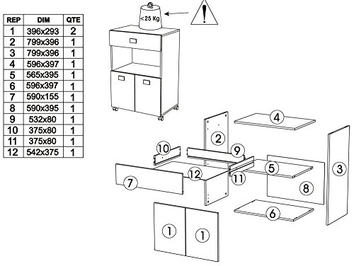 Kchenwagen-145-AKAZIE-in-WEISS-Kchentrolley-mit-Schublade-schner-Kchenschrank-oder-Kchenhelfer