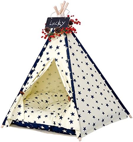 MEIQI Pet Teepee Dog(Puppy) &amp; Cat Bed - Portable Pet Tents &amp; Houses for Dog(Puppy) &amp; Cat with cushion , S