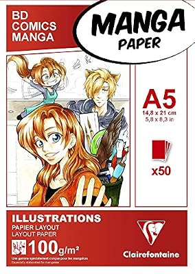 Clairefontaine - 94041C Bloc Manga - Illustrations Papier Layout 100g - 50 feuilles 14,85 x 21cm