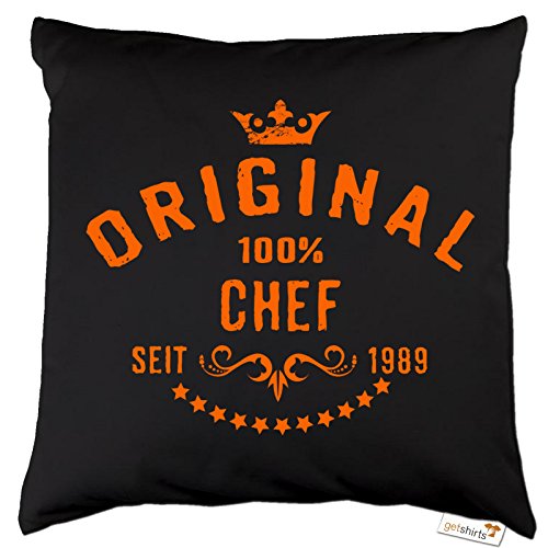 getshirts - RAHMENLOS® Geschenke - Kissen - Beruf Chef seit 1989 - Dunkelgrau uni