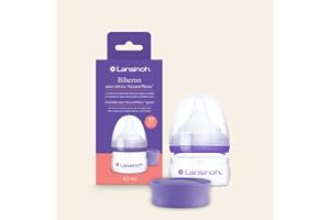 Lansinoh NaturalWave XS nappflaska med napp, 60 ml, för tidigt födda och nyfödda spädbarn, matar små mängder drycker, anti-ko