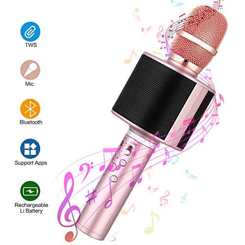 Bluetooth Karaoke Mikrofon, Mbuynow TWS 4.1 KTV Mikrofon mit Selfie-Stange Tragbar Karaoke Microphon für Kinder Kabellose KTV Lautsprecher für PC iPhone iPad Android(rosegold) Bluetooth Karaoke Mikrofon, Mbuynow TWS 4.1 KTV Mikrofon mit Selfie-Stange Tragbar Karaoke Microphon für Kinder Kabellose KTV Lautsprecher für PC iPhone iPad Android(rosegold)