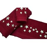 Juego de Toallas Bordadas Cuadros 3 piezas 550gr BIG STARS 3P. Nº14 (Burdeos)