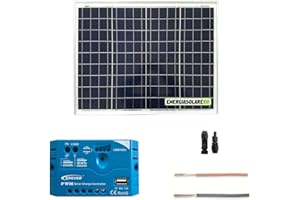 ENERGIASOLARE100 RISPARMIARE SENZA INQUINARE Kit Solare Fotovoltaico Base Roulotte Caravan da 50W 12V Batteria Servizi