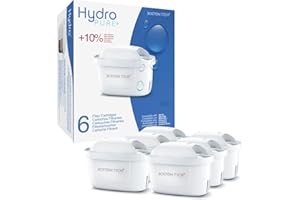 BOSTON TECH Filtros de agua Hydro Pure+ filtrantes compatibles con jarras Brita Maxtra/Maxtra+/PerfectFit/Amazon Basics que reducen la cal y el cloro NO REQUIERE ADAPTADOR (Paquete de 6)