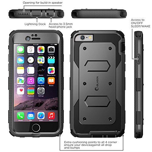 iPhone 6s Plus Case, [Armorbox] i-Blason Builtin [Screen Protector] Heavy Duty Shock Reduction [Bumper] for Apple iPhone 6 Plus 5.5 Inch (Black)