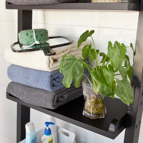 SoBuy® Modernes Leiterregal, Standregal, Bücherregal, Badregal, schwarz, Breit: 56cm,FRG17-SCH - 7