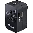 Veriro Dual USB Universal Travel Adapter | International All in One Worldwide Travel Adapter and Phone Wall Charger with USB Ports | Multi Type Power Outlet | USB 2.1A,100-250 Voltage Travel Charger