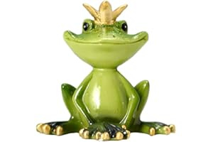 Veemoon Grenouilles Vertes Roi Assis Grenouille Figurine Grenouille Résine Artisanat Statue Jardin Décor pour Bureau À Domicile Étagères De Bureau Table Artisanat Décoration