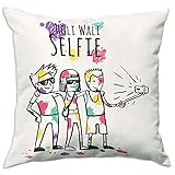 Cushion Cover with Filler 12X12 inches - Happy Holi (Holi-Selfie)