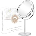 Cheftick Double Sided 1X & 10X Magnifying Makeup Mirror, Tabletop Magnified Vanity Mirror with 360 Degree Swivel for Bathroom or Bedroom, Transparent