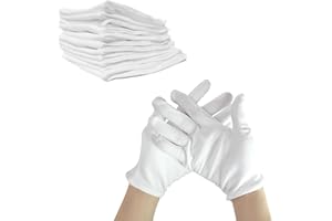 Dinghaole 5 Paar Baumwollhandschuhe, weiße feuchtigkeitsspendende Baumwollhandschuhe, dehnbare, weiche, atmungsaktive Ekzemerhandschuhe (S+M+L)