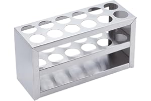 UNICRAFTALE Supporto per provette in acciaio inox, 12 fori, rotondi, diametro del foro 21 mm, 3 strati, per laboratori, per laboratori e aule