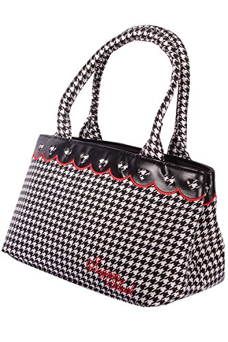 Preisvergleich Produktbild SugarShock Damen retro Pepita Herzchen Handtasche 148422858 Schwarz
