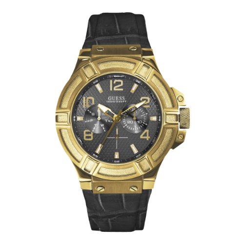 Guess Herren-Armbanduhr XL Mens Sport Analog Quarz Leder W0040G4