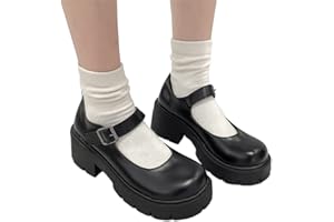 Minetom Femmes Filles Plateforme Mary Janes Chaussures Boucle Plateforme Talon Épais Chunky Chaussures en Simili Cuir