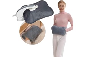 VIVO TECHNOLOGIES Rechargeable Electric Hot Water Bottle with Soft Belt and Warm Glove Bag, Wearable Electric Warmer for Bed Warm Hand Massaging Heat Pad for Back Stomach Pain Menstrual Period Cramp for Adult, Grey