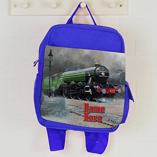 Personalised Flying Scotsman 1 Steam Train Blue Childrens Backpack Kids Rucksack Childs Nursery School Bag