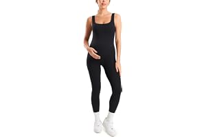 MOMANDA Moderskap Jumpsuit-leggings 25" | Natrelax-kollektion, Gravidbody med fyrkantig halsringning, Träningsdräkt för kvinnor, Ovadderad, Innerbenslängd 63 cm