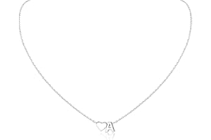 Aosyoisk S925 Silver Heart Initial Necklace Letter Choker Necklaces Jewellery Personalized Birthday Gifts for Women Girls