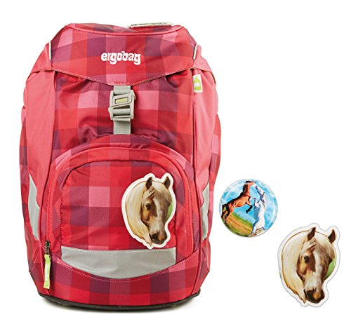 Preisvergleich Produktbild ERGOBAG SCHULRUCKSACK PRIME 2TLG RhabarBär pink karo Pferde