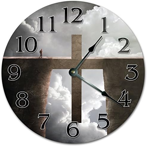 NVBFH43545 Bridge Made From Cross Wooden Wall Clock Silent Modern Wall Clock for Living Room Bedrooms Children Rooms Wall Art 12x12 in