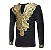 Produktbild Luckycat Herren Herbst Winter Luxus afrikanischen Gold Print Langarm Dashiki Top Bluse Mode 2018