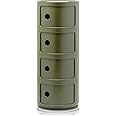 Kartell Componibili Contenitore 4 Elementi, Base Tonda, ABS, Verde, 32 x 32 x 77 cm