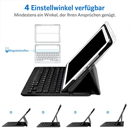 Inateck 68-BK2001NEW1-DE Ultra-thin Deutsche Bluetooth Tastatur, Keyboard Case für Apple iPad Air 2/pro 9.7, Smart cover mit automatischer Wake/sleep Funktion und Multi-Angle Ständer schwarz - 4