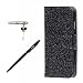 Produktbild Huawei Mate 9 Hülle, Huawei Mate 9 Schutzhülle, Alfort 3 in 1 Lederhülle Bling Glitter Fashion Design Premium PU Leder Hohe Qualität Tasche Case Cover Kasten Abdeckung Wallet für Huawei Mate 9 5.9" Smartphone Funktion Standfunktion Unterstützte Telefone und Magnetverschluss ( Schwarz ) + Alfort Schwarz Stylus Pen + Netter Staub Stecker