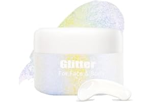 ‎GL-TURELIFES Body Glitter Gel - Biodegradable Face and Mermaid Liquid Eyeshadow, Fine Glitter for Body, Hair, Wedding, Festival, 1.4 oz (#03)