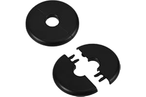 GOSKNOR 2pcs Bride Murale Fendue, Auto-Adhésive Plaque Rosace pour Tuyaux d'Eau de 17mm Diamètre ABS Rond Plaques Recouvrement Plomberie avec Conception Boucle pour Robinet Cuisine Toilettes (Noir)