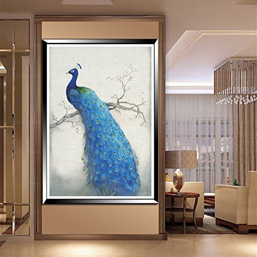DIY Wanddeko Wandtattoo Diamant-Stickerei-Diamant-Mosaik Pfau Diamant-Malerei Kreuzstich Kits 30x50cm Wandaufkleber Wandsticker für Wohnzimmer Kinderzimmer Schlafzimmer Büro Dekor usw. (Kopf nach links) - 7