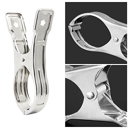 ZILONG Wäscheklammern, Große Klammern, Clips aus Edelstahl, Ideal für Handtücher, Strandtücher, Bettwäsche und dicke Kleidung, Um vermeiden herunterzufallen und wegzufegen, Silber - 4