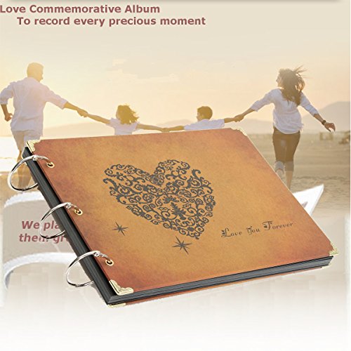 Mohoo Fotoalbum DIY Retro Fotoalben Lederprägung handgemacht Mit 30 Karten 10 Zoll Geschenk für Kindertag - 4