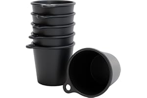 SoPro 6x bicchieri da shot in plastica 4 cl riutilizzabili - Bicchieri da shot 40 millilitri nero - Bicchiere da shot riutilizzabile da appendere al collo - Tazza da shot 4cl