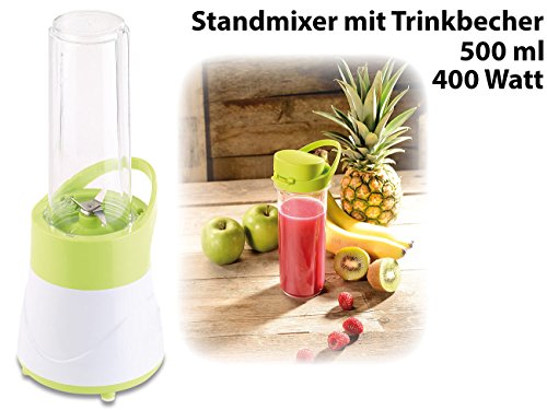 Rosenstein & Söhne 2in1-Smoothie- & Standmixer mit Trinkbecher, BPA-frei, 500 ml, 400 W - 2