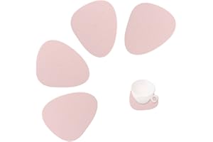 ATWG 4 PCS Drop Shaped Litchi Pattern Coasters Cup Mat for Coffee Drink Tableware Non-Slip Coasters Food Grade Silica Gel Waterproof Easy to Clean (pink)