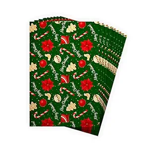 100yellow Wrapping Paper Decorative Festive Merry Christmas Printed Crafting Christmas Gift for Friends, Set of 10