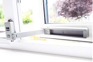 BeeGo® Window restrictor - 1 Pc Self Adhesive Baby proofing Window Lock for upvc Window, Wooden, Metal, Aluminum Frames, No Tools or Drilling Window Safety Locks, Easy to Install, Grey