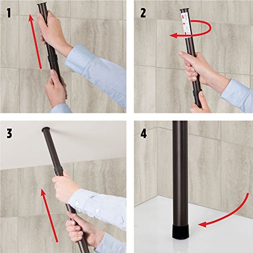 InterDesign RealWood Teleskop Duschregal | mit Handtuchhalter und Haken | hochwertige Duschablage ohne Bohren | vierfacher Duschkorb für mehr Stauraum | Metall mit Echtholz - 7