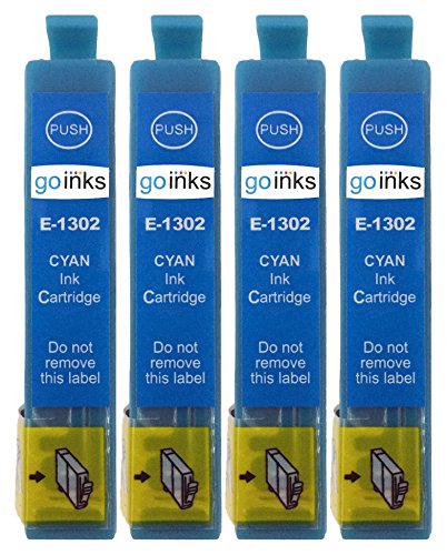 4 Cyan Kompatible Tintenpatronen zu rsetzen T1302 für den Einsatz mit Epson Stylus Office B42WD, BX320FW, BX525WD, BX535WD, BX535WD, BX630FW, BX635FWD, BX925FWD, BX935FWD, SX525WD, SX535WD, SX620FW & WorkForce WF-3010DW, WF-3520DWF, WF-3530DTWF, WF-3540DTWF, Pro WF-7015, WF-7515, WF-7525 *** Hohe Kapazität - XL ***