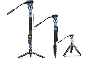 SIRUI P-325FL Camera Monopod for Photography, 178cm Carbon Fibre Camera Monopod with Removable Tripod Stand Base, Travel Monopod with VA-5 Fluid Head for DSLR Camera, Video Camcorder, Max Load 10kg