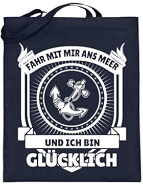 Hochwertiger Jutebeutel (mit langen Henkeln) - Fahr mit mir ans Meer