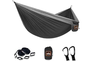 AnorTrek Hamaca de Camping, Hamaca Doble o Simple de Paracaídas con Dos Correas para Árboles, Hamaca Portátil y Ligera para Camping, Senderismo y Excursionismo