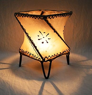 MAISON ANDALUZ Porte Bougie marocaine en Henné - Carrée twist - 15 cm Crème